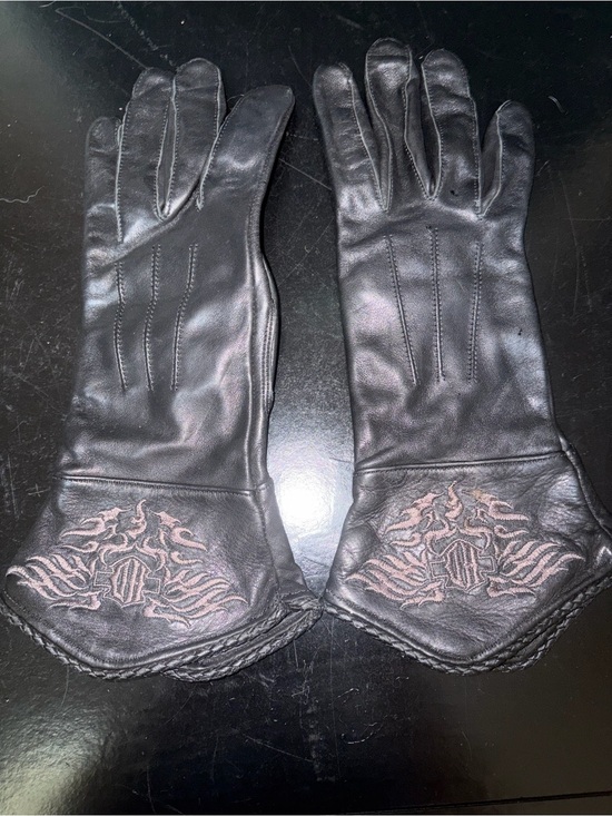 Harley-Davidson Accessories - Harley-Davidson Black Leather Embroidered Women's Gloves